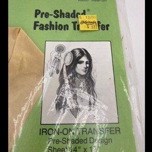 Vintage Dizzle 14"x17" iron-on transfer. Indian Girl